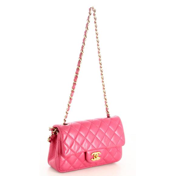 CHANEL Handbags - 2013 Handbag Chanel mini Classic Flap Leather Lambskin Pink